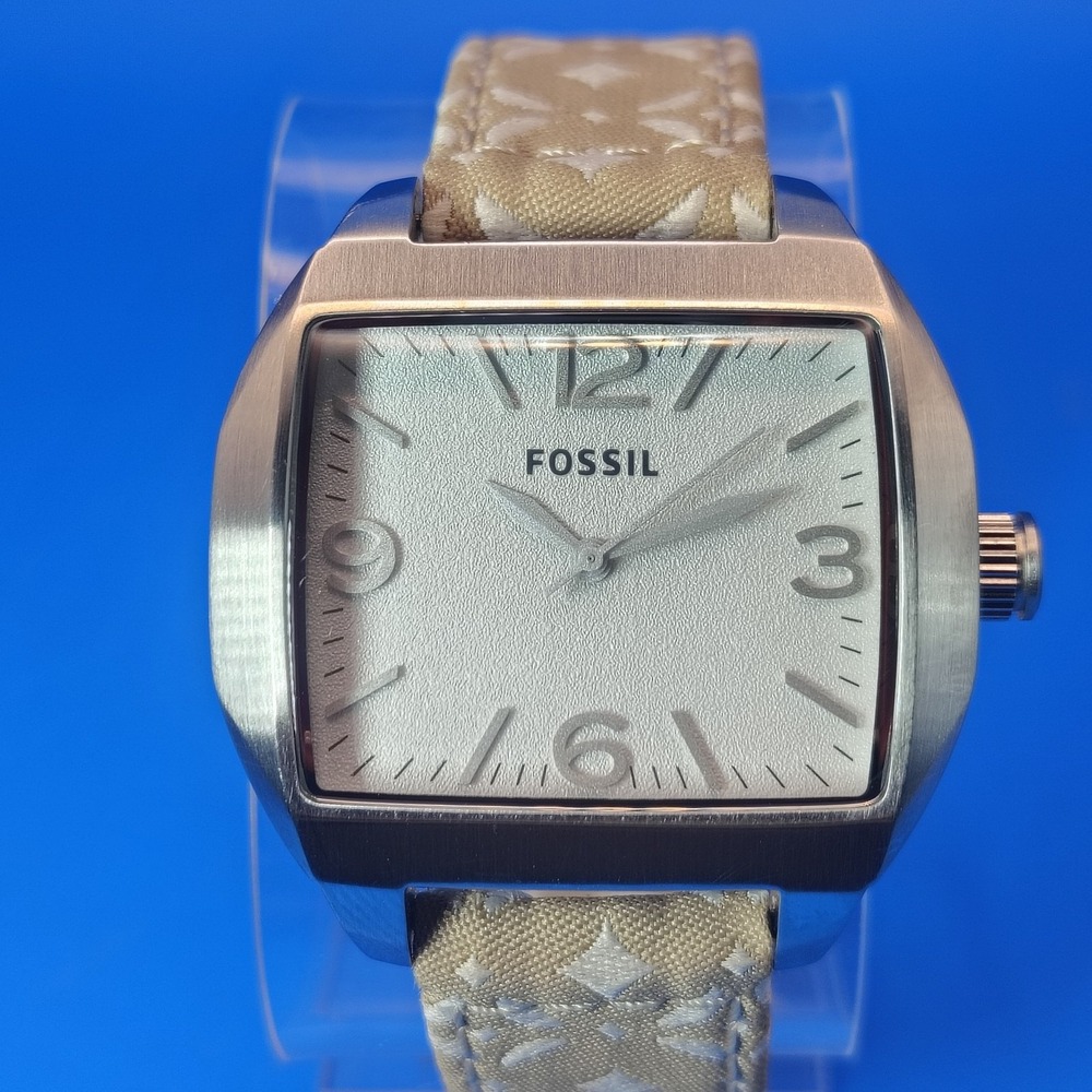 Vintage 2003 Fossil TV 32mm Women's Quartz Watch Monogram Strap Fully Restored